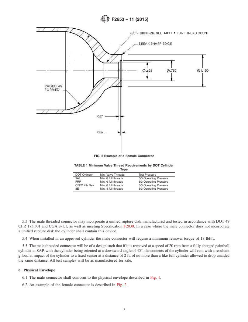 REDLINE ASTM F2653-11(2015) - Standard Specification for  Paintball Valve Male Threaded Connection for Use with Approved  Cylinders