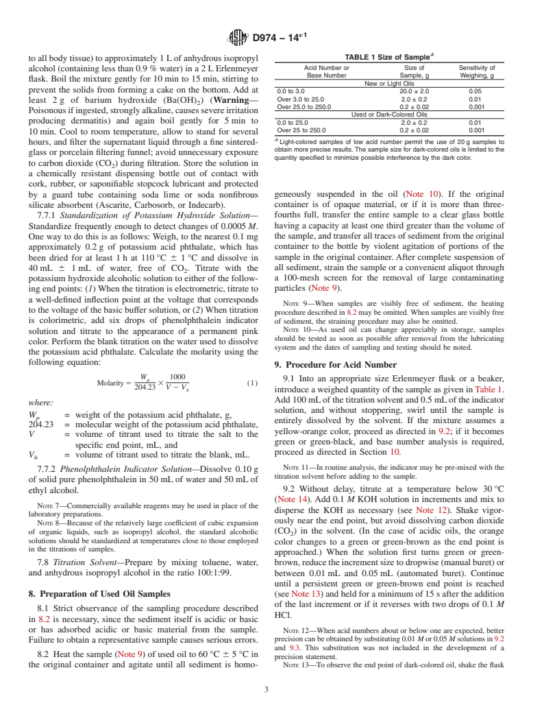 ASTM D974-14e1 - Standard Test Method for  Acid and Base Number by Color-Indicator Titration