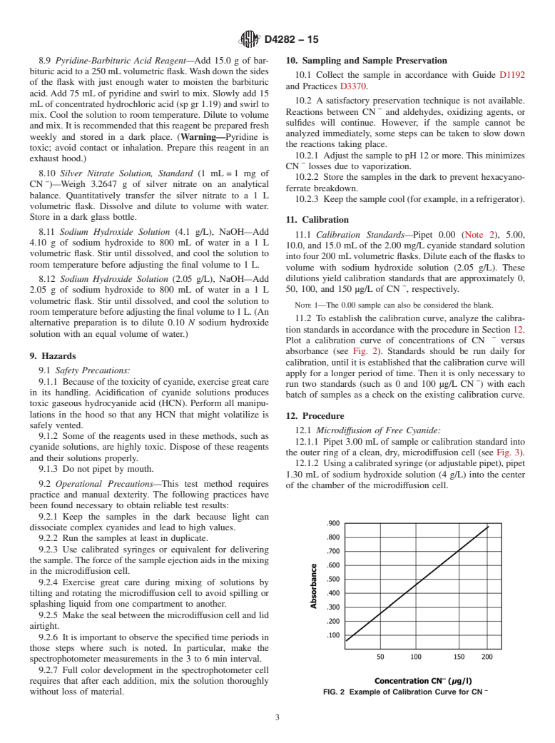 ASTM D4282-15 - Standard Test Method for  Determination of Free Cyanide in Water and Wastewater by Microdiffusion