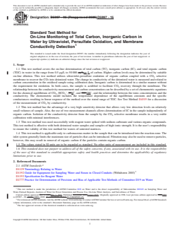 ASTM D5997-15 REDLINE ASTM D5997-15 - Standard Test Method for On-Line Monitoring of Total Carbon, Inorganic Carbon in Water by Ultraviolet, Persulfate Oxidation, and Membrane Conductivity Detection - Page 1 preview