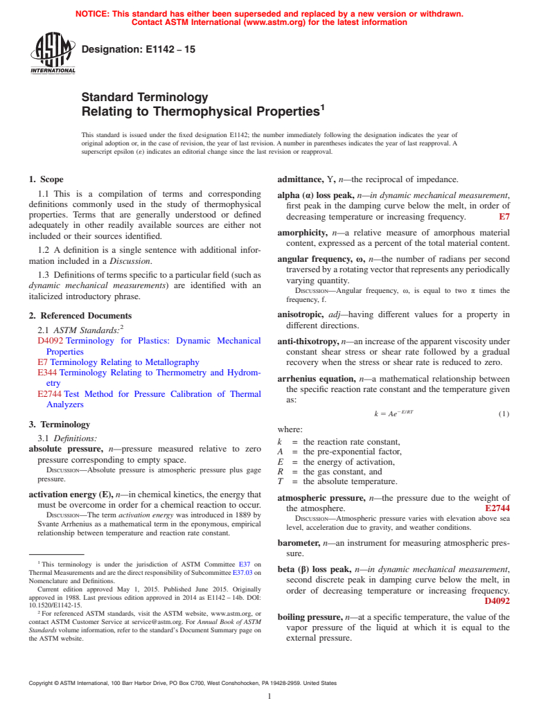 ASTM E1142-15 - Standard Terminology  Relating to Thermophysical Properties