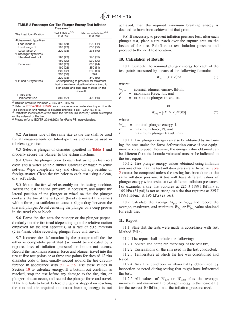 ASTM F414-15 - Standard Test Method for Energy Absorbed by a Tire When Deformed by Slow-Moving Plunger