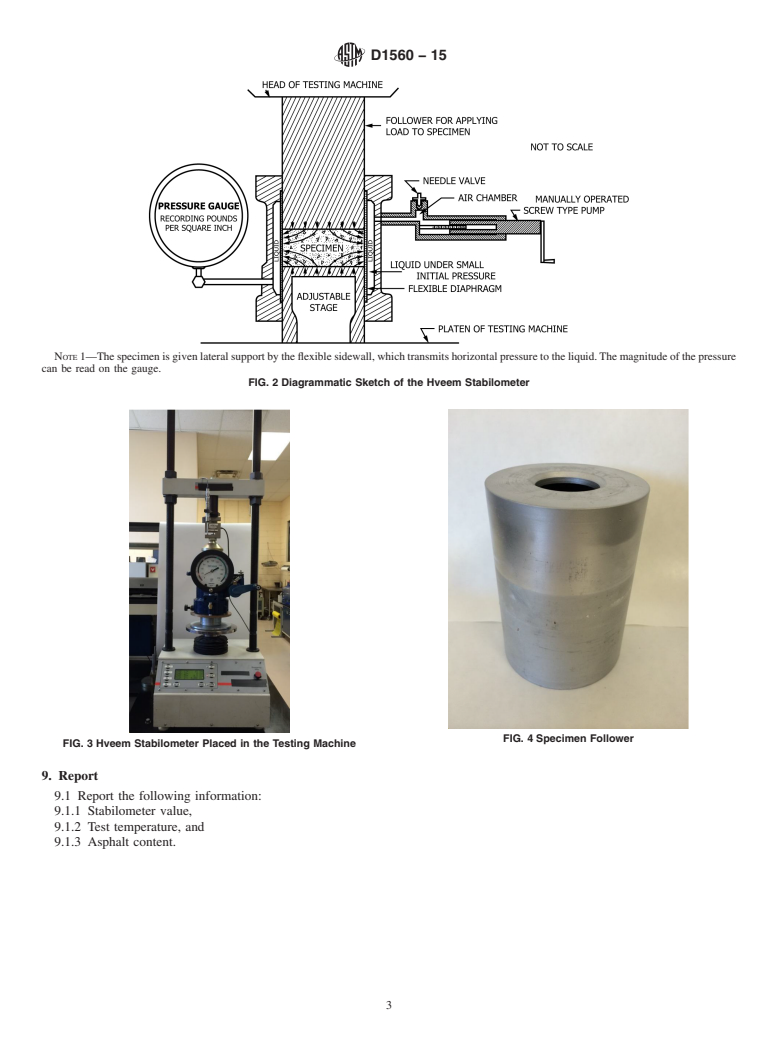 ASTM D1560-15 - Standard Test Methods for Resistance to Deformation and Cohesion of Asphalt Mixtures  by Means of Hveem Apparatus (Withdrawn 2024)