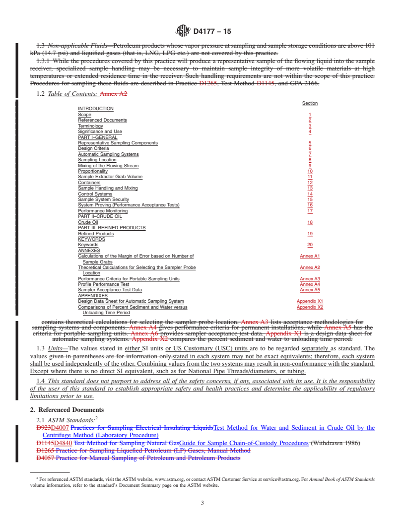 REDLINE ASTM D4177-15 - Standard Practice for Automatic Sampling of Petroleum and Petroleum Products