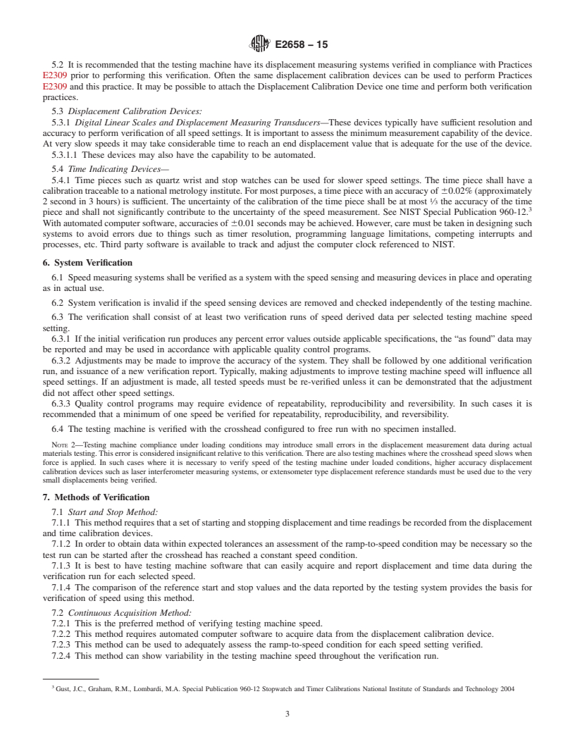 REDLINE ASTM E2658-15 - Standard Practices for  Verification of Speed for Material Testing Machines