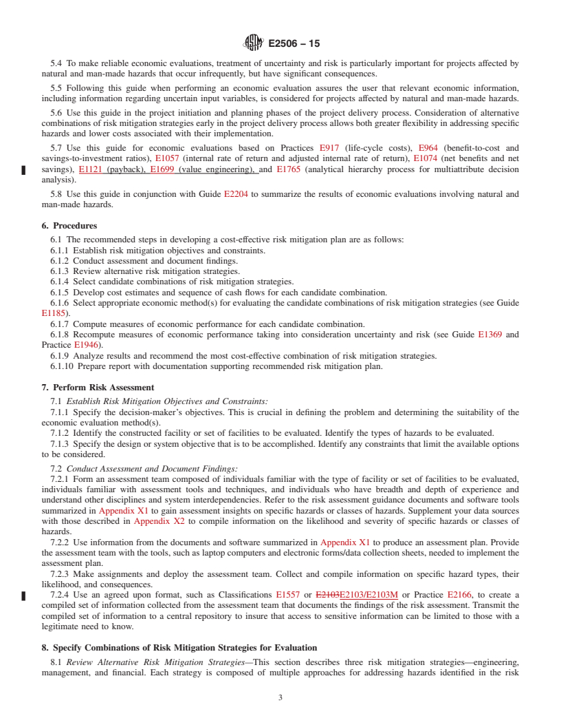 REDLINE ASTM E2506-15 - Standard Guide for Developing a Cost-Effective Risk Mitigation Plan for New and  Existing Constructed Facilities