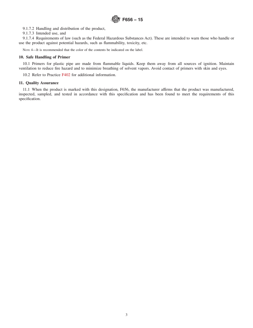 REDLINE ASTM F656-15 - Standard Specification for  Primers for Use in Solvent Cement Joints of Poly(Vinyl Chloride)   (PVC) Plastic Pipe and Fittings