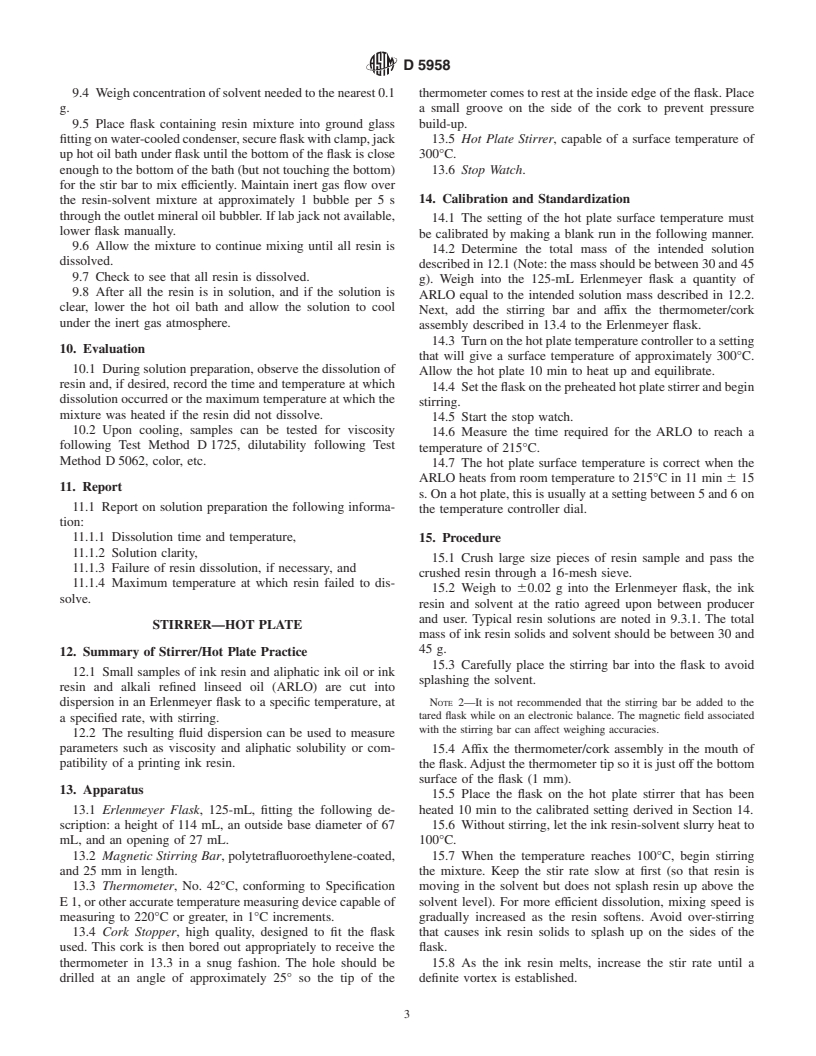 ASTM D5958-99 - Standard Practices for Preparation of Oil-Based Ink Resin Solutions