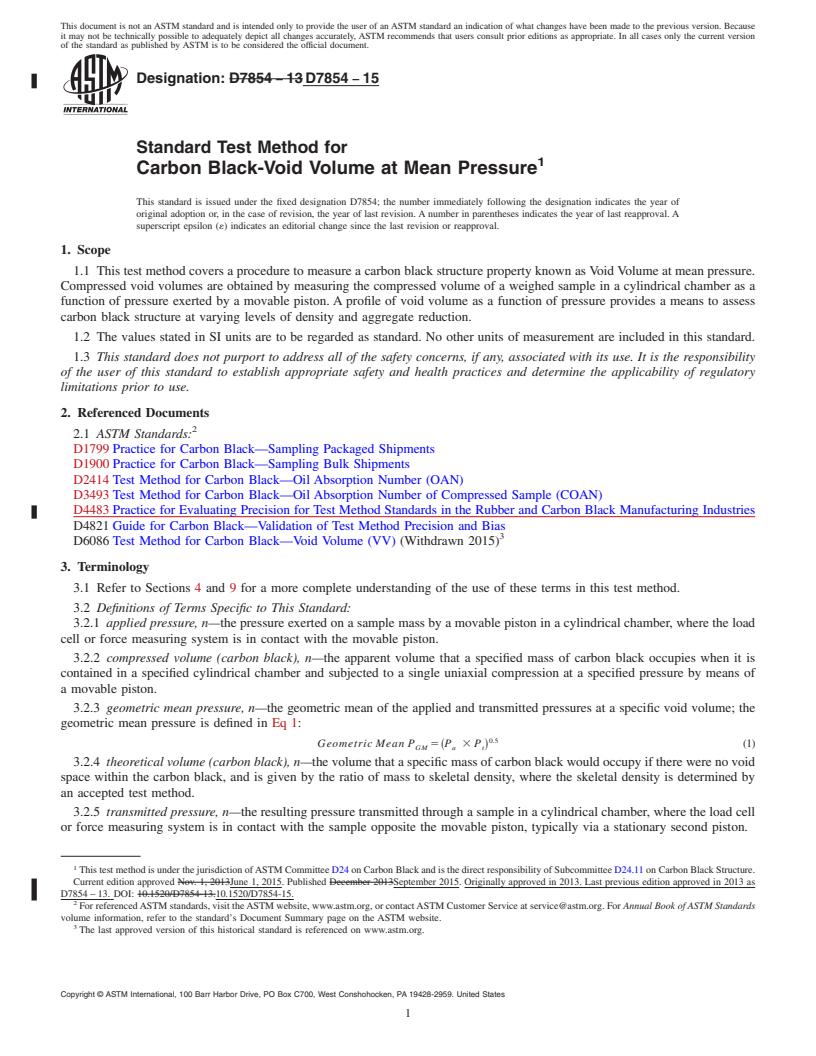 REDLINE ASTM D7854-15 - Standard Test Method for Carbon Black-Void Volume at Mean Pressure