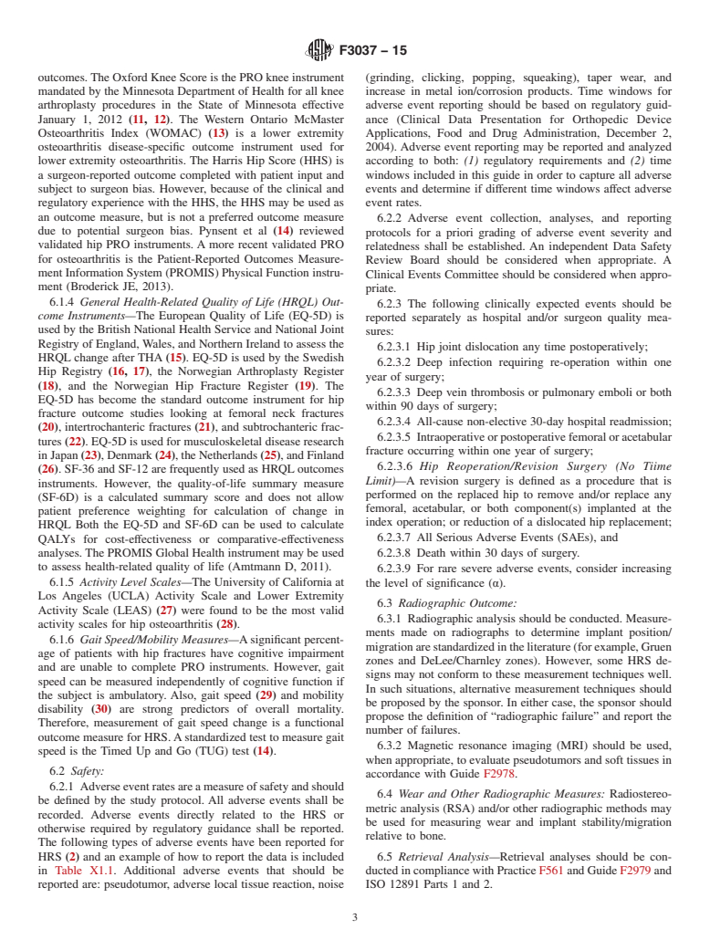 ASTM F3037-15 - Standard Guide for Clinical Trial Design for Hip Replacement Systems (HRSs) (Withdrawn 2020)