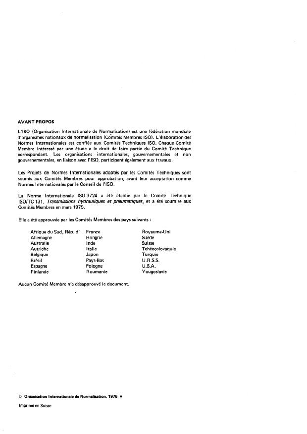 ISO 3724:1976 ISO 3724:1976 - Transmissions hydrauliques -- Éléments filtrants -- Vérification des caractéristiques d'un filtre par un essai de fatigue due au débit - Page 2 preview