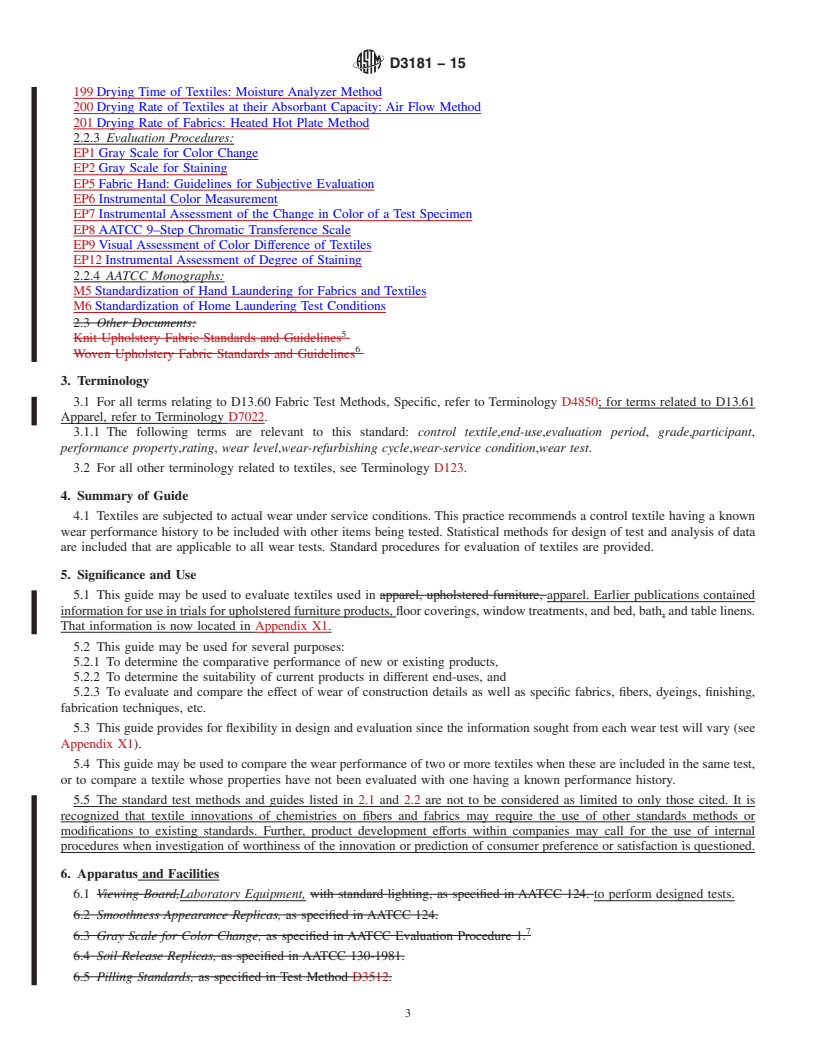 REDLINE ASTM D3181-15 - Standard Guide for  Conducting Wear Tests on Textiles