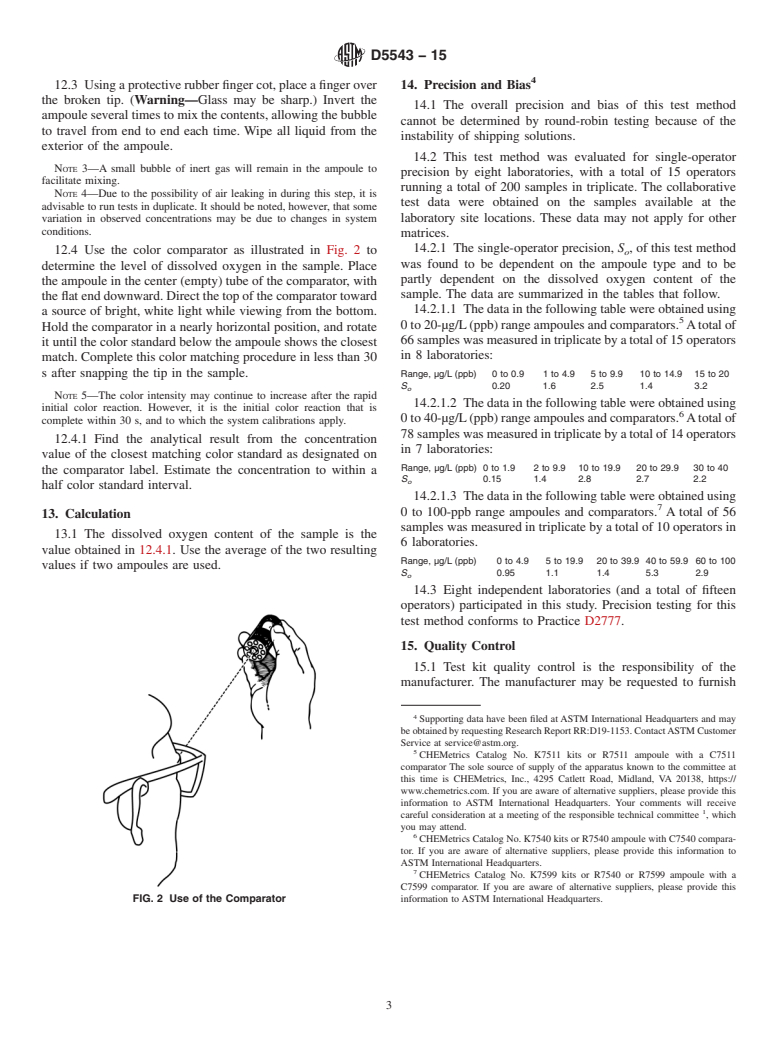 ASTM D5543-15 - Standard Test Method for  Low-Level Dissolved Oxygen in Water