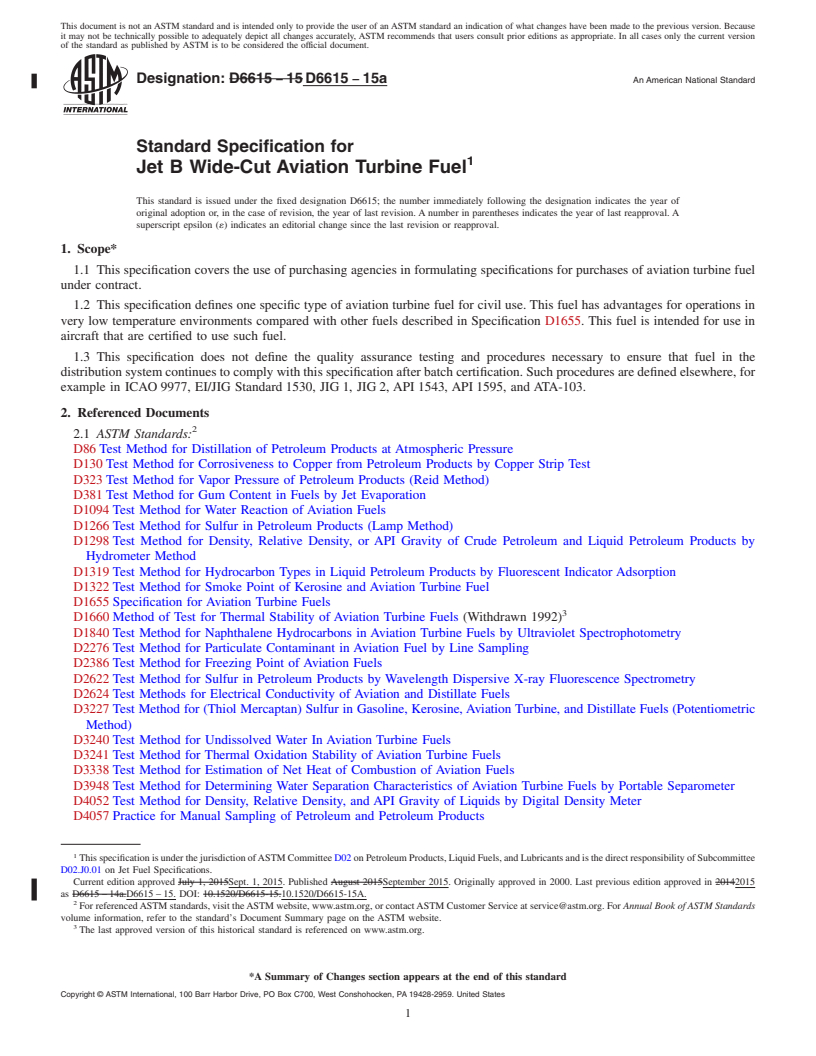 REDLINE ASTM D6615-15a - Standard Specification for  Jet B Wide-Cut Aviation Turbine Fuel