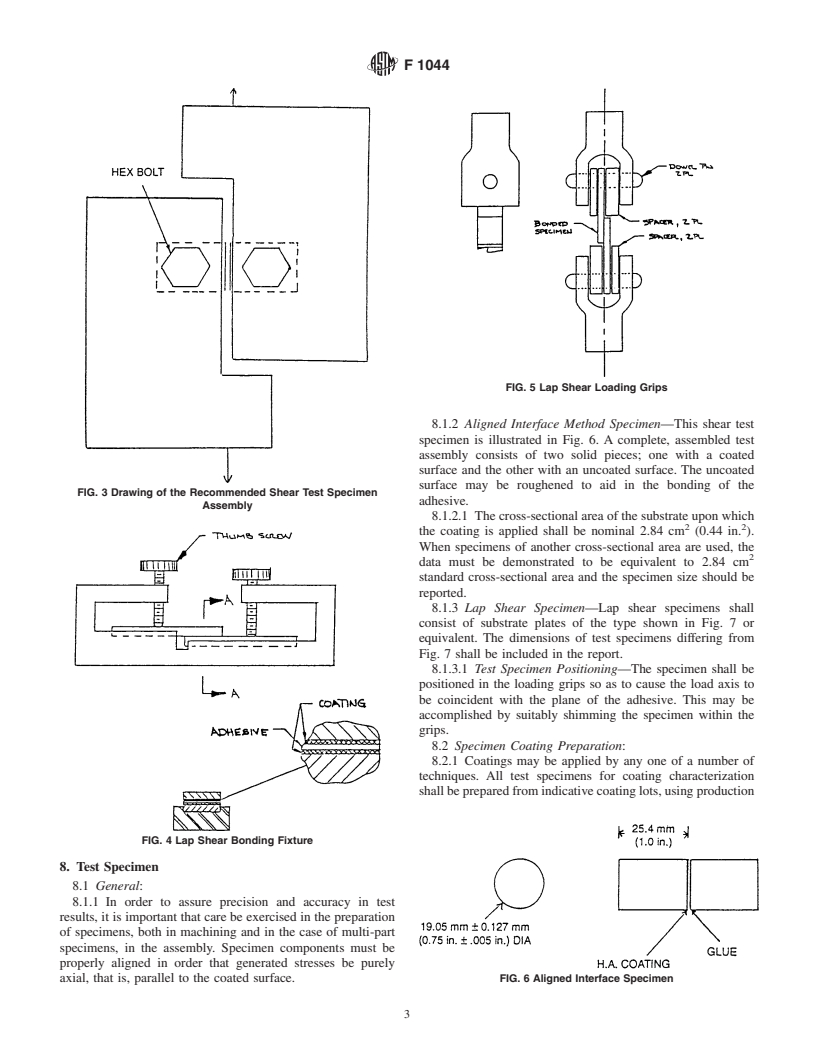 ASTM F1044-99 - Standard Test Method for Shear Testing of Calcium Phosphate Coatings and Metallic Coatings