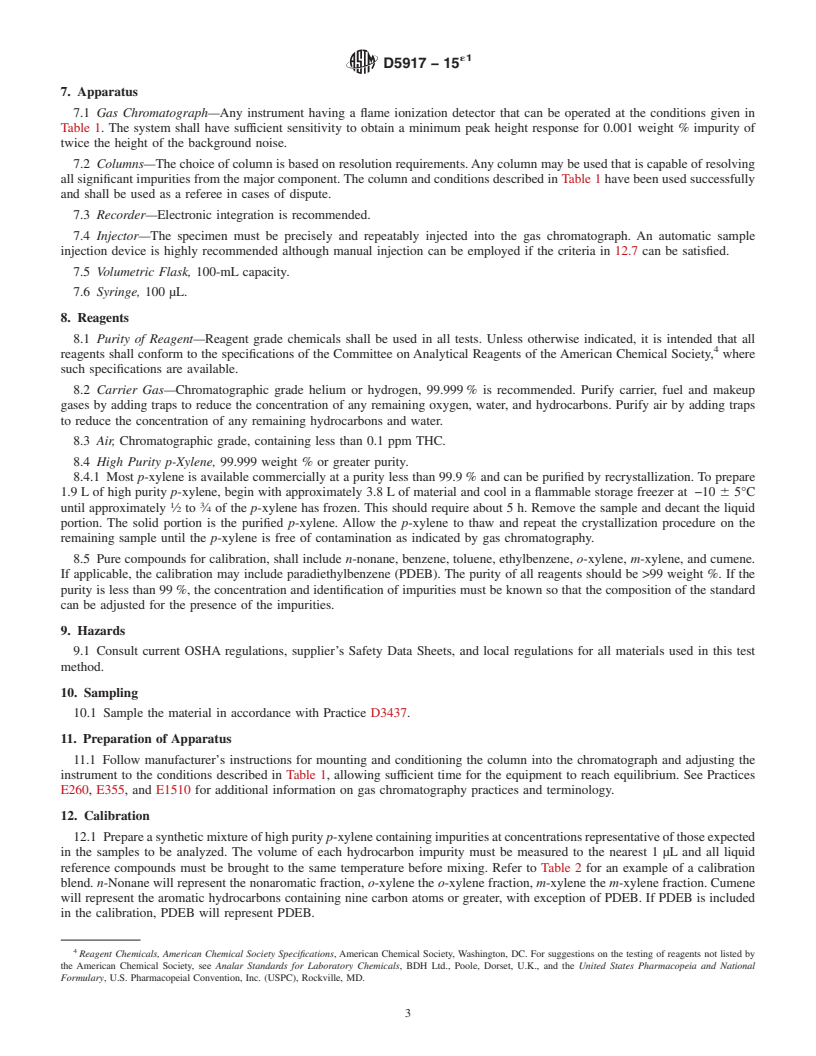 REDLINE ASTM D5917-15e1 - Standard Test Method for Trace Impurities in Monocyclic Aromatic Hydrocarbons by Gas   Chromatography and External Calibration