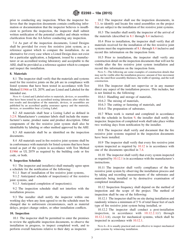 ASTM E2393-10a(2015) - Standard Practice for On-Site Inspection of Installed Fire Resistive Joint Systems  and Perimeter Fire Barriers