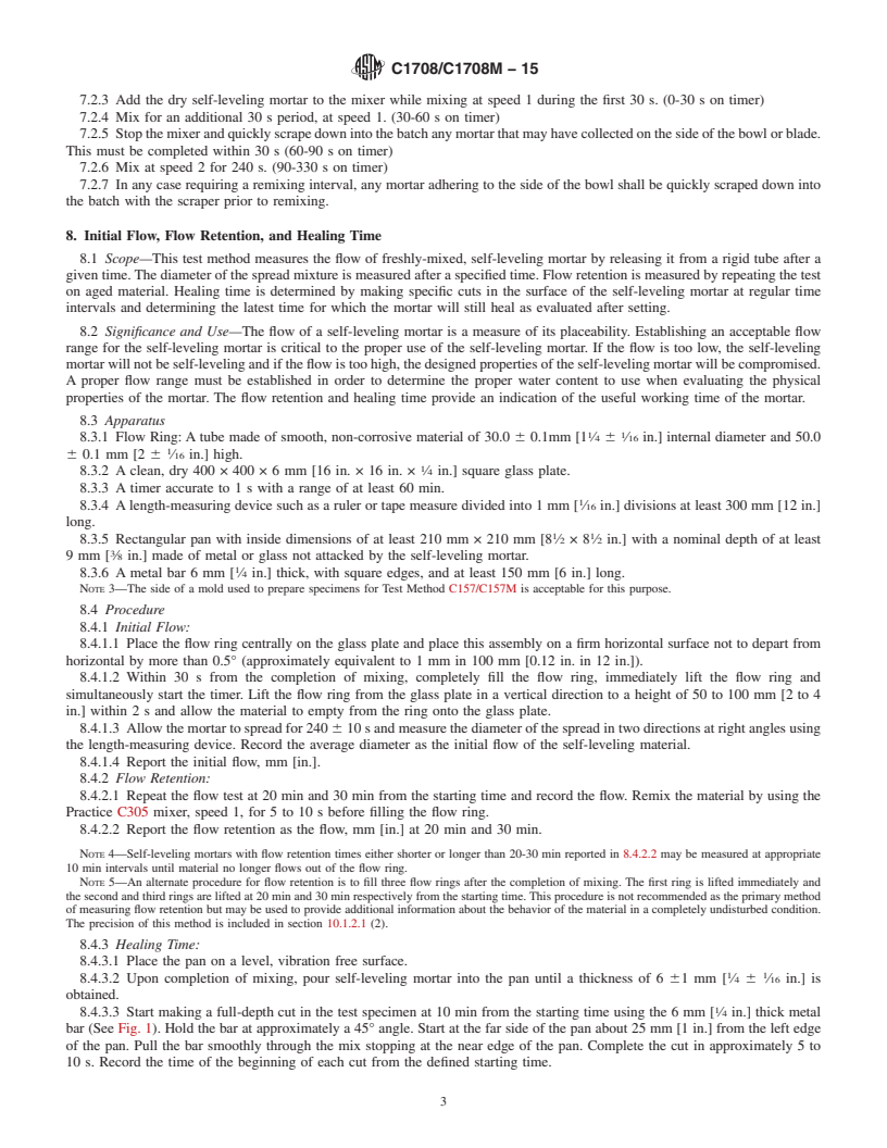 REDLINE ASTM C1708/C1708M-15 - Standard Test Methods for  Self-leveling Mortars Containing Hydraulic Cements