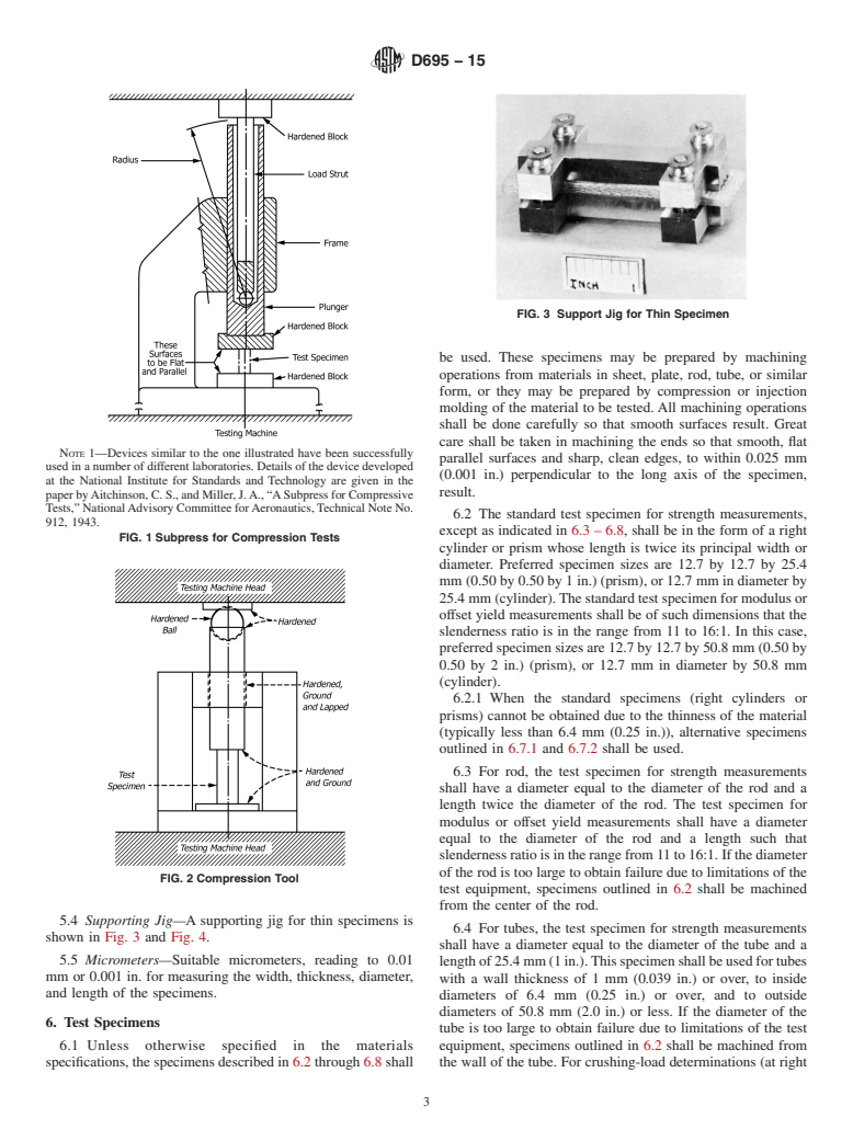 ASTM D695-15 - Standard Test Method for Compressive Properties of Rigid Plastics