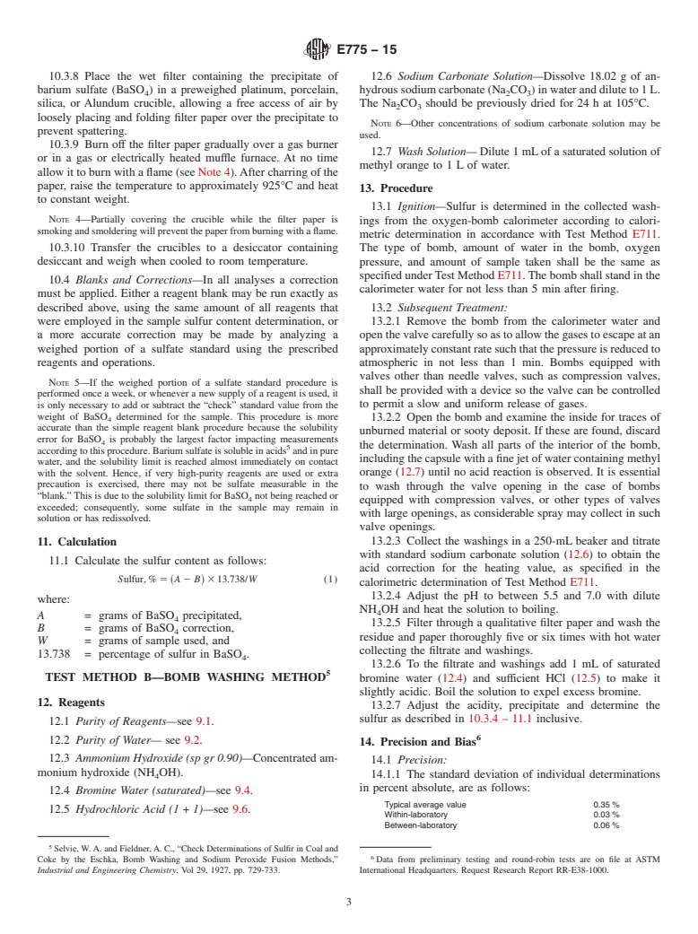 ASTM E775-15 - Standard Test Methods for  Total Sulfur in the Analysis Sample of Refuse-Derived Fuel