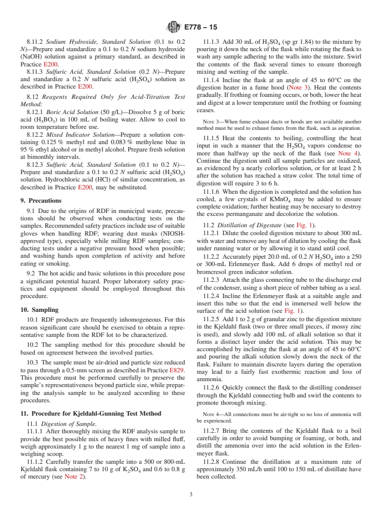 ASTM E778-15 - Standard Test Methods for  Nitrogen in Refuse-Derived Fuel Analysis Samples