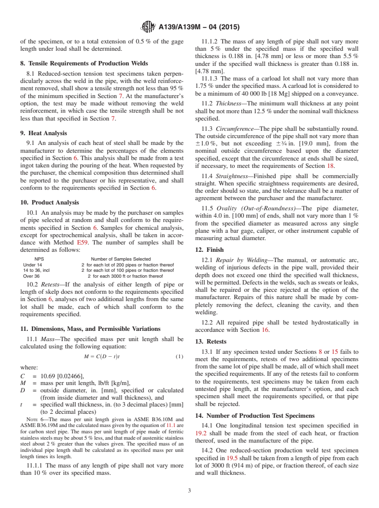 ASTM A139/A139M-04(2015) - Standard Specification for  Electric-Fusion (Arc)-Welded Steel Pipe (NPS 4 and Over)