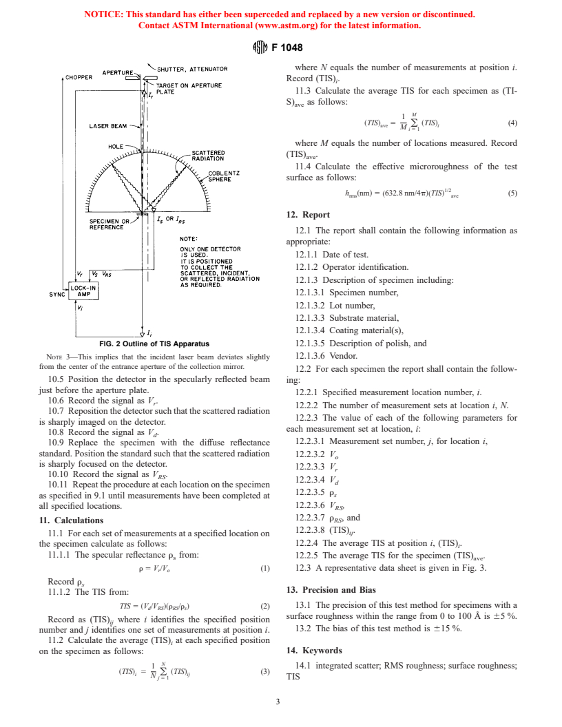 ASTM F1048-87(1999) - Standard Test Method for Measuring the Effective Surface Roughness of Optical Components by Total Integrated Scattering (Withdrawn 2003)