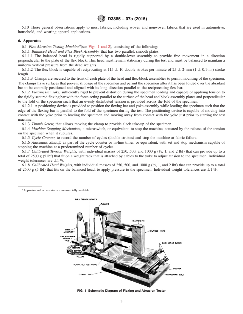 REDLINE ASTM D3885-07a(2015) - Standard Test Method for  Abrasion Resistance of Textile Fabrics (Flexing and Abrasion  Method)