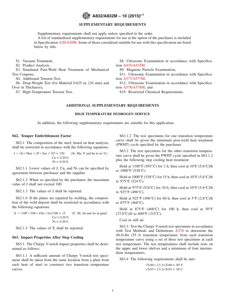 ASTM A832/A832M-10(2015)e1 - Standard Specification for  Pressure Vessel Plates, Alloy Steel, Chromium-Molybdenum-Vanadium