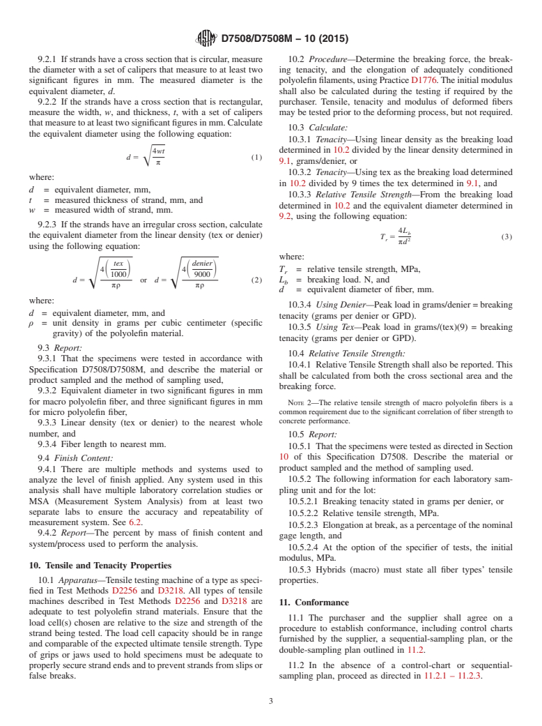 ASTM D7508/D7508M-10(2015) - Standard Specification for  Polyolefin Chopped Strands for Use in Concrete