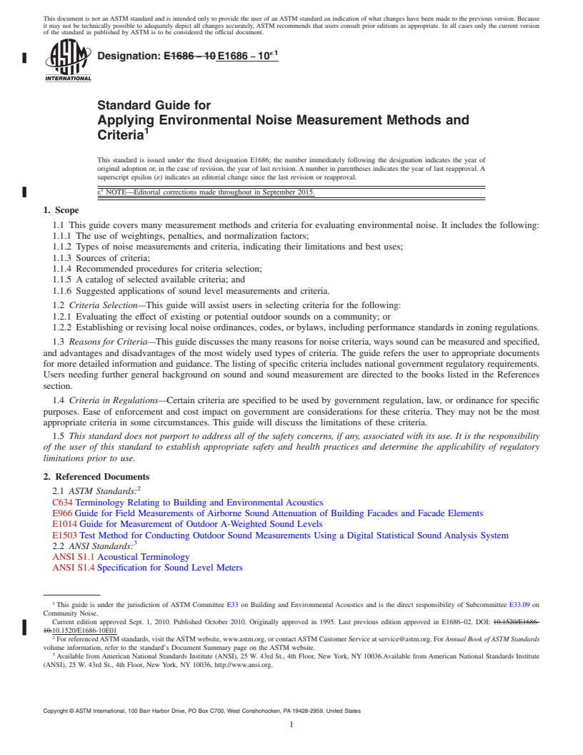 REDLINE ASTM E1686-10e1 - Standard Guide for  Applying Environmental Noise Measurement Methods and Criteria