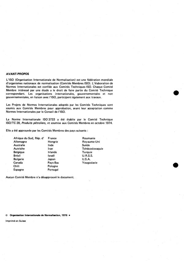ISO 3733:1976 ISO 3733:1976 - Produits pétroliers et produits bitumineux -- Détermination de la teneur en eau -- Méthode par distillation - Page 2 preview
