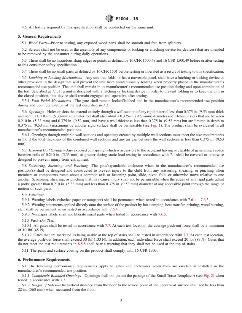 REDLINE ASTM F1004-15 - Standard Consumer Safety Specification for Expansion Gates and Expandable Enclosures