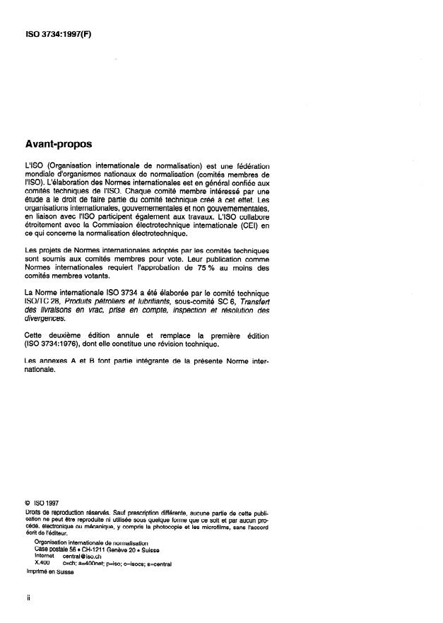 ISO 3734:1997 ISO 3734:1997 - Produits pétroliers -- Détermination de la teneur en eau et en sédiments dans les fuel-oils résiduels -- Méthode par centrifugation - Page 2 preview