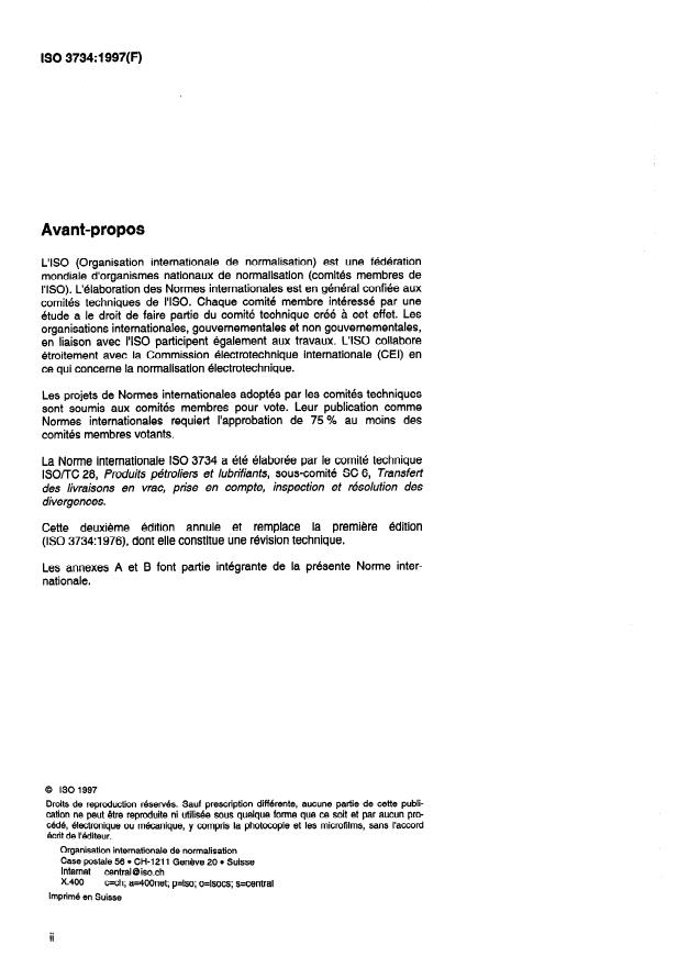 ISO 3734:1997 ISO 3734:1997 - Produits pétroliers -- Détermination de la teneur en eau et en sédiments dans les fuel-oils résiduels -- Méthode par centrifugation - Page 2 preview