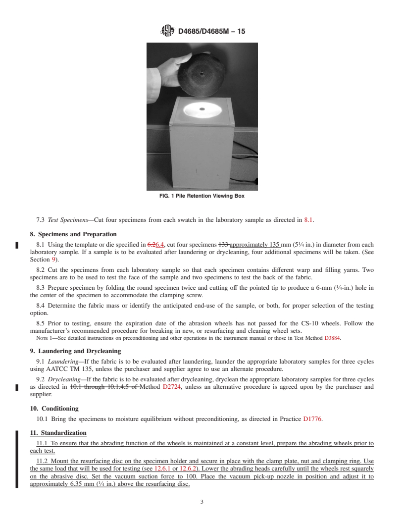 REDLINE ASTM D4685/D4685M-15 - Standard Test Method for  Pile Fabric Abrasion