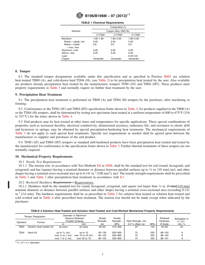 REDLINE ASTM B196/B196M-07(2013)e1 - Standard Specification for Copper-Beryllium Alloy Rod and Bar