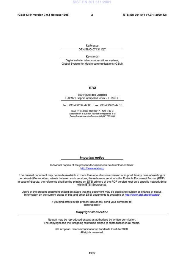 SIST EN 301 511:2001 SIST EN 301 511:2001 - Page 4 preview