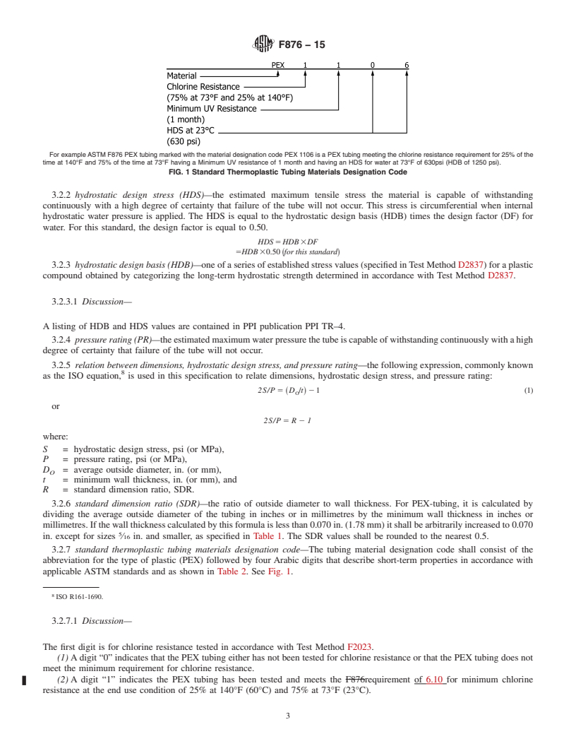 REDLINE ASTM F876-15 - Standard Specification for  Crosslinked Polyethylene (PEX) Tubing