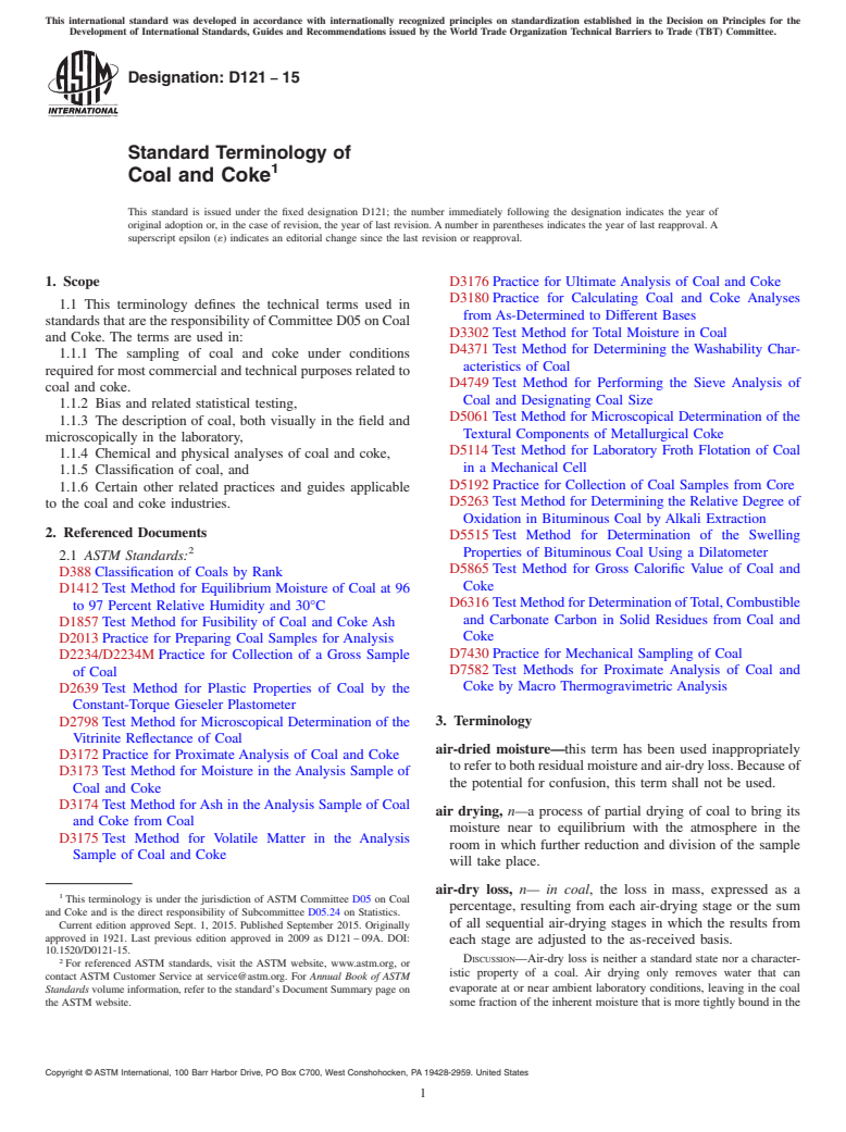 ASTM D121-15 - Standard Terminology of  Coal and Coke