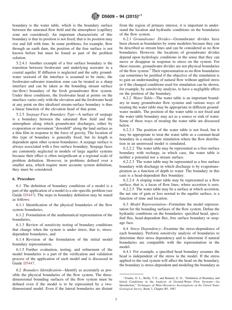 ASTM D5609-94(2015)e1 - Standard Guide for  Defining Boundary Conditions in Groundwater Flow Modeling