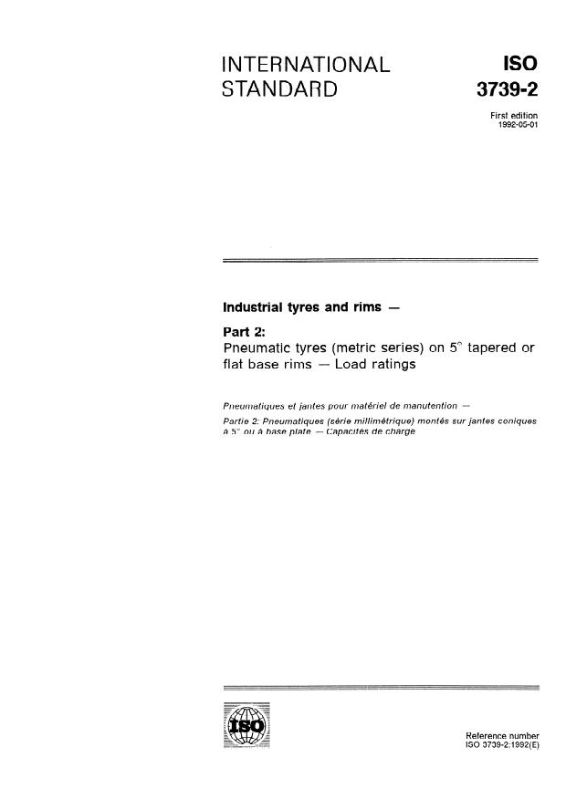 ISO 3739-2:1992 - Industrial tyres and rims