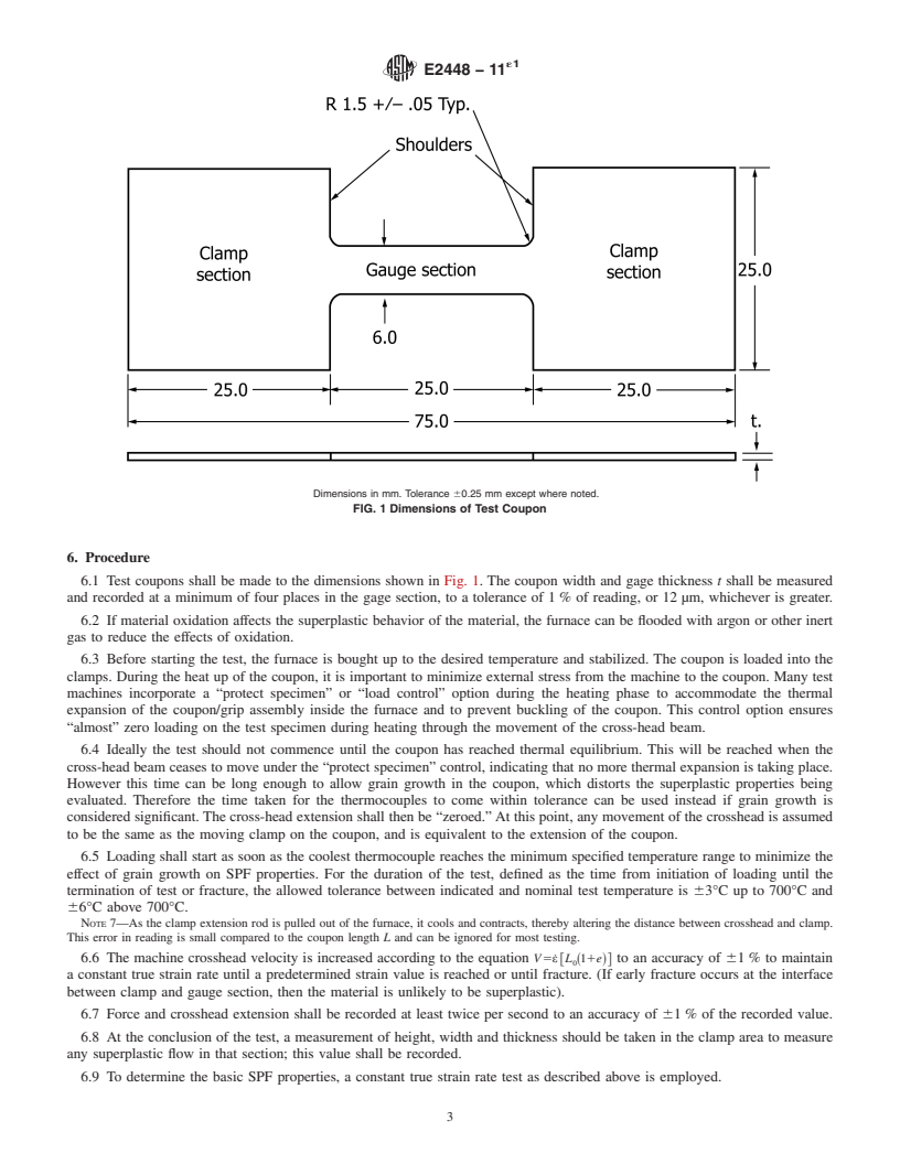 REDLINE ASTM E2448-11e1 - Standard Test Method for  Determining the Superplastic Properties of Metallic Sheet Materials