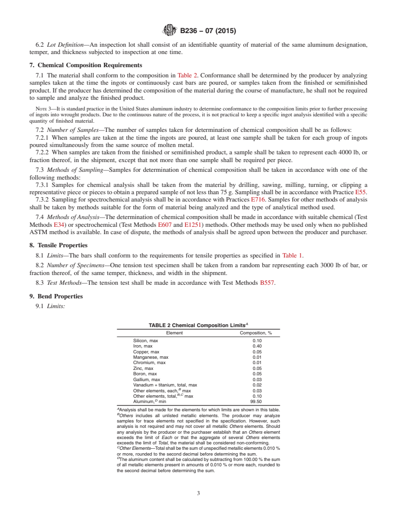 REDLINE ASTM B236-07(2015) - Standard Specification for  Aluminum Bars for Electrical Purposes (Bus Bars)