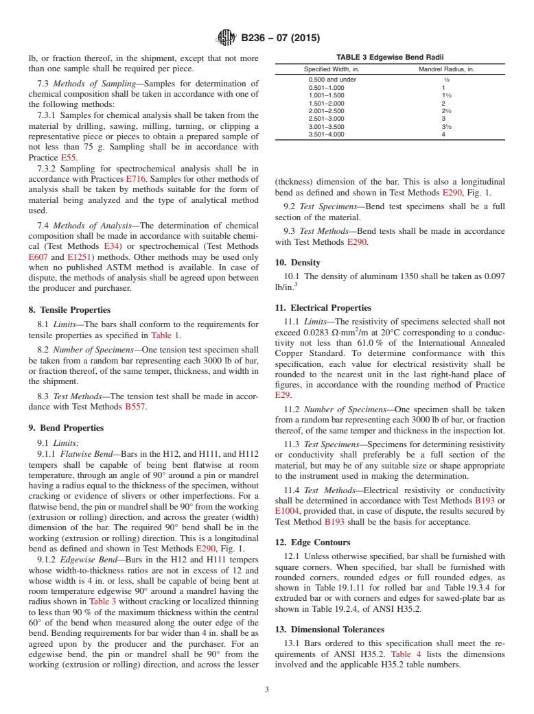 ASTM B236-07(2015) - Standard Specification for  Aluminum Bars for Electrical Purposes (Bus Bars)