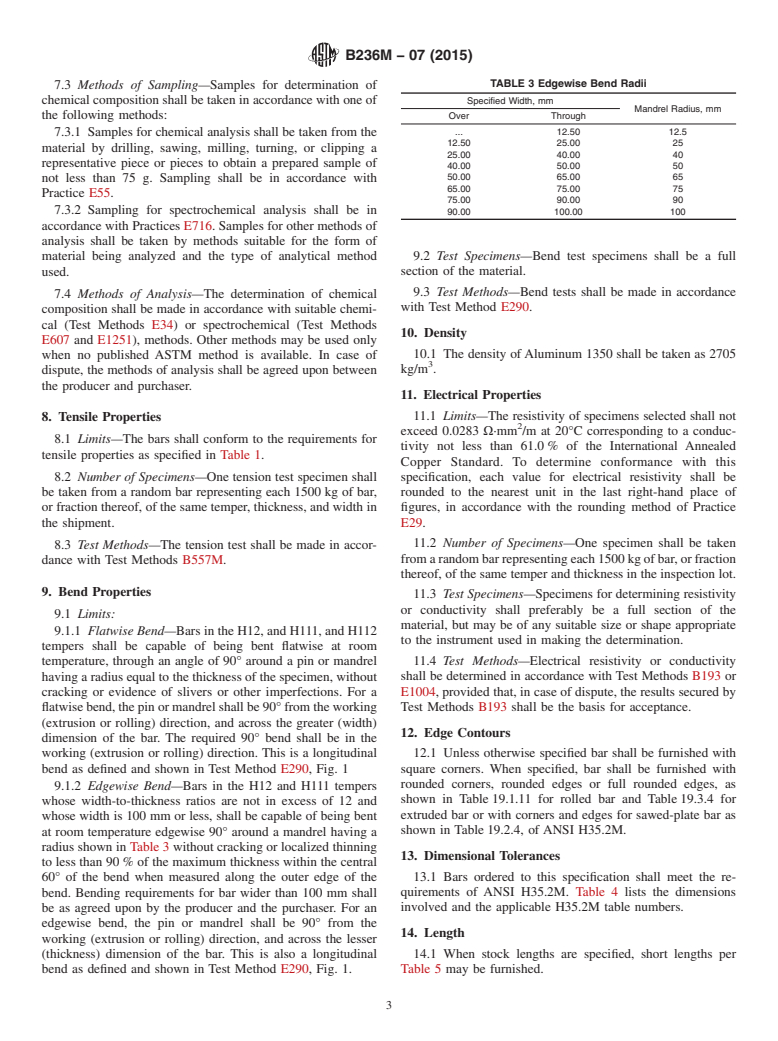 ASTM B236M-07(2015) - Standard Specification for  Aluminum Bars for Electrical Purposes (Bus Bars) (Metric)