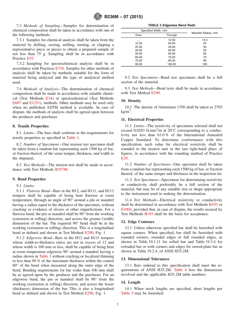 ASTM B236M-07(2015) - Standard Specification for  Aluminum Bars for Electrical Purposes (Bus Bars) (Metric) (Withdrawn 2024)