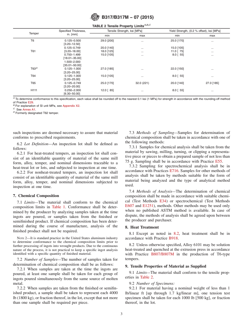 ASTM B317/B317M-07(2015) - Standard Specification for  Aluminum-Alloy Extruded Bar, Rod, Tube, Pipe, Structural Profiles,  and Profiles for Electrical Purposes (Bus Conductor)