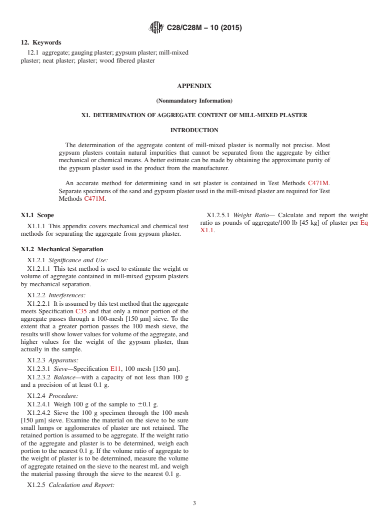 ASTM C28/C28M-10(2015) - Standard Specification for  Gypsum Plasters