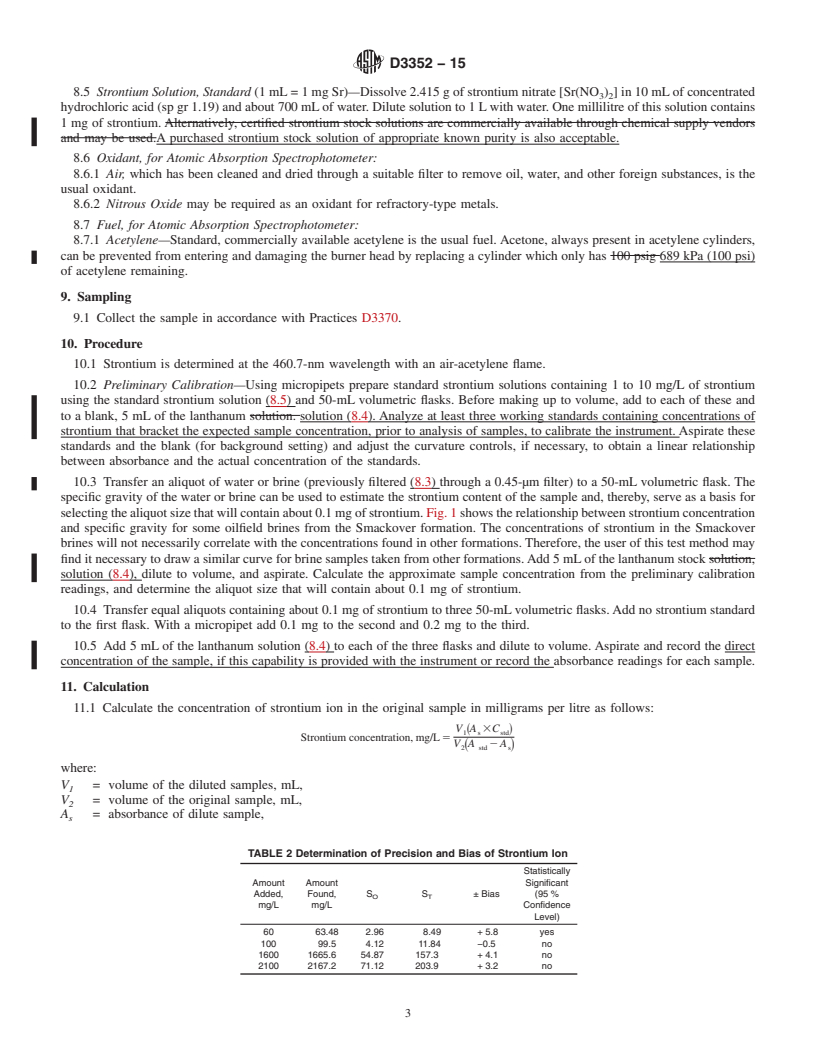 REDLINE ASTM D3352-15 - Standard Test Method for  Strontium Ion in Brackish Water, Seawater, and Brines